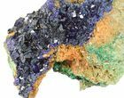 Azurite Crystal Cluster with Malachite - Laos #56048-1